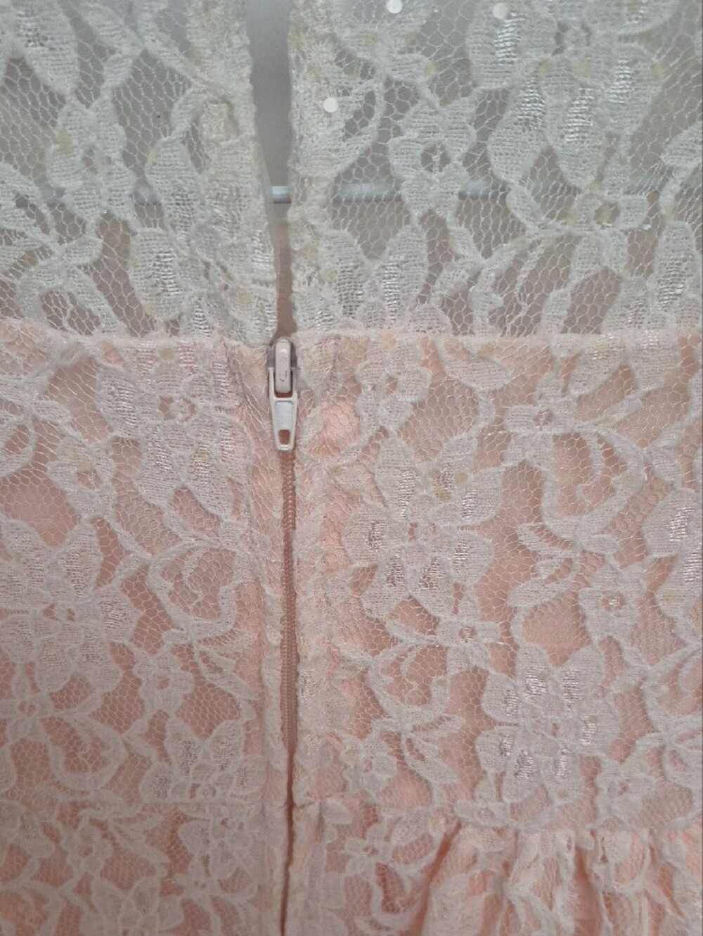 Peach Lace Pearl-Trim Girls' Formal Dress - Picture 4 of 4